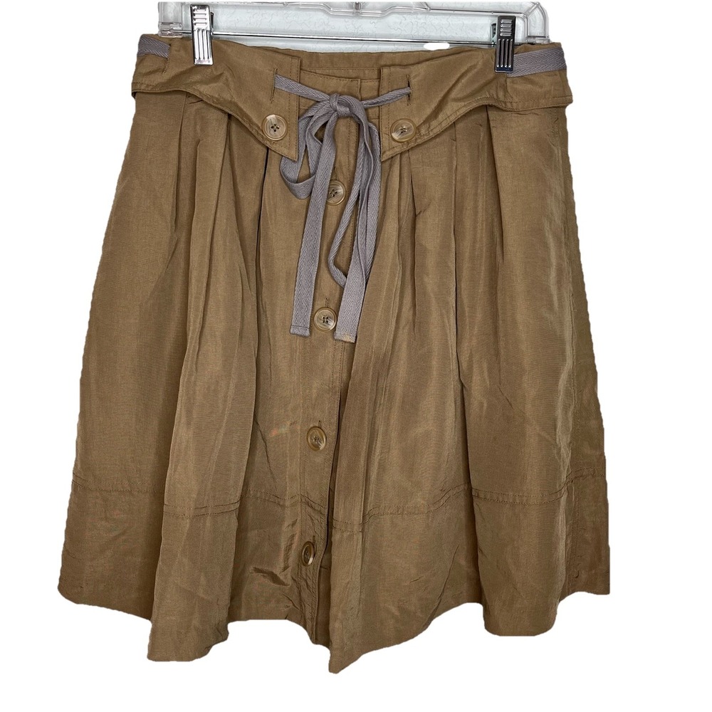 Rare Anthropologie Vichyssoise Skirt by Sine Khaki Brown $88 Y2K Boho Preppy